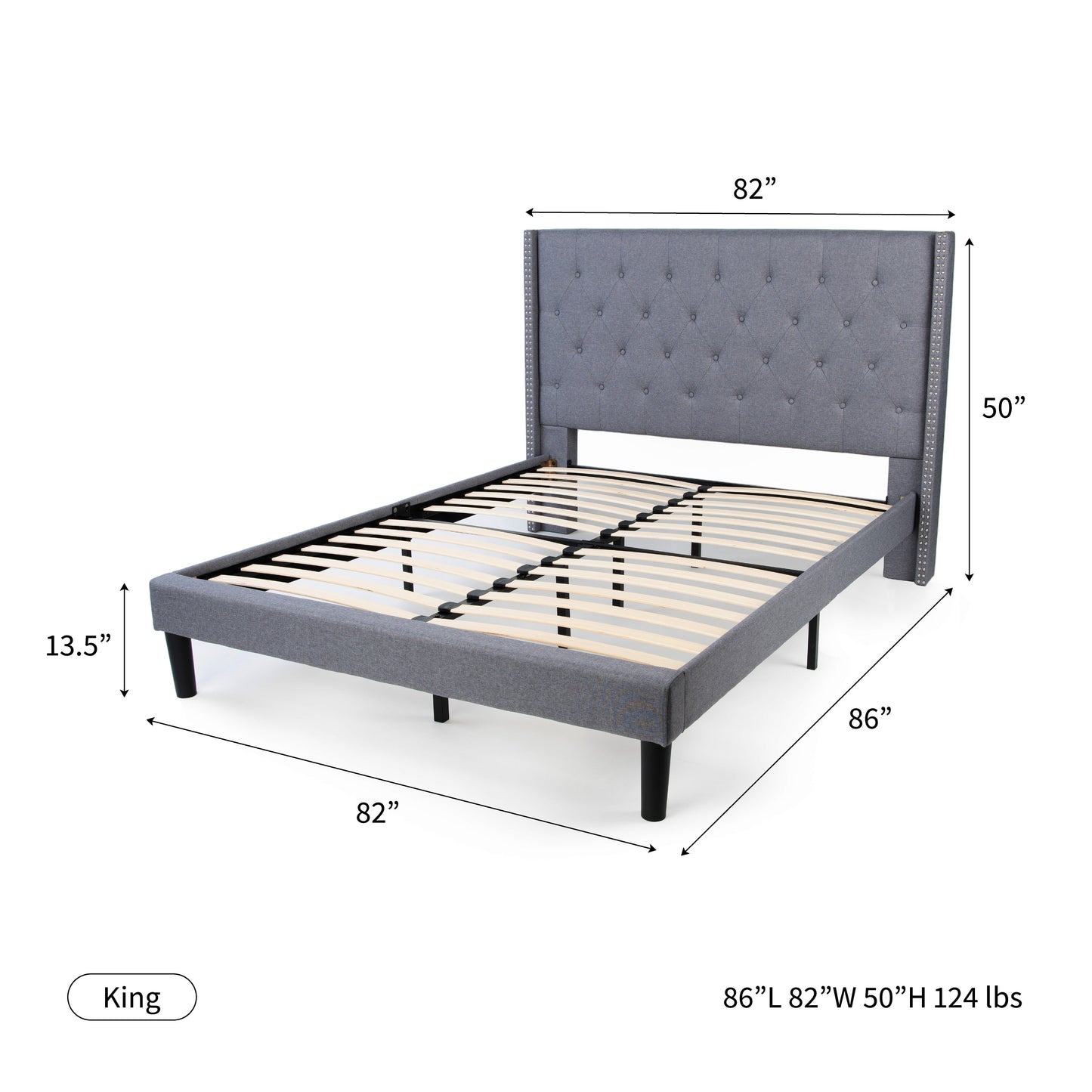 Delorious Upholstered Bed Frame with Headboard Hamuq