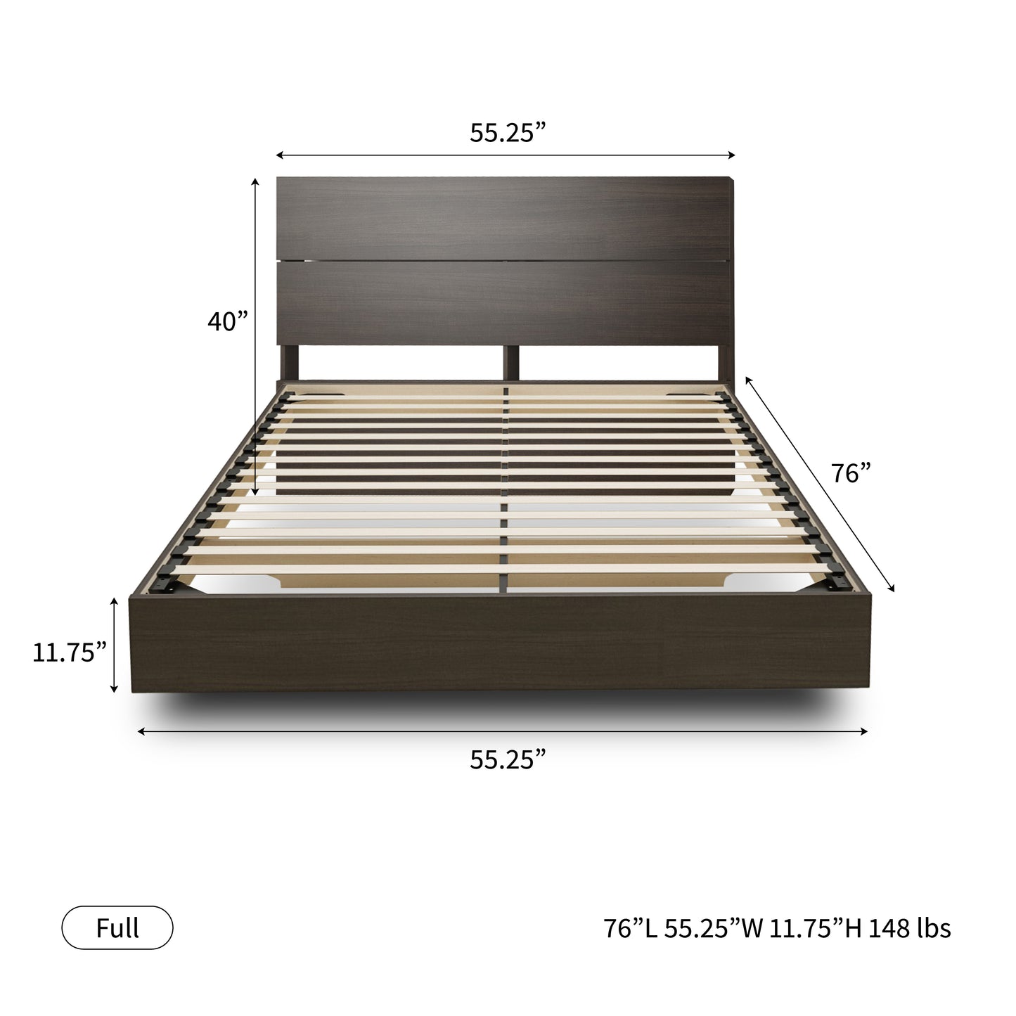 Floating Wood Bed with Headboard