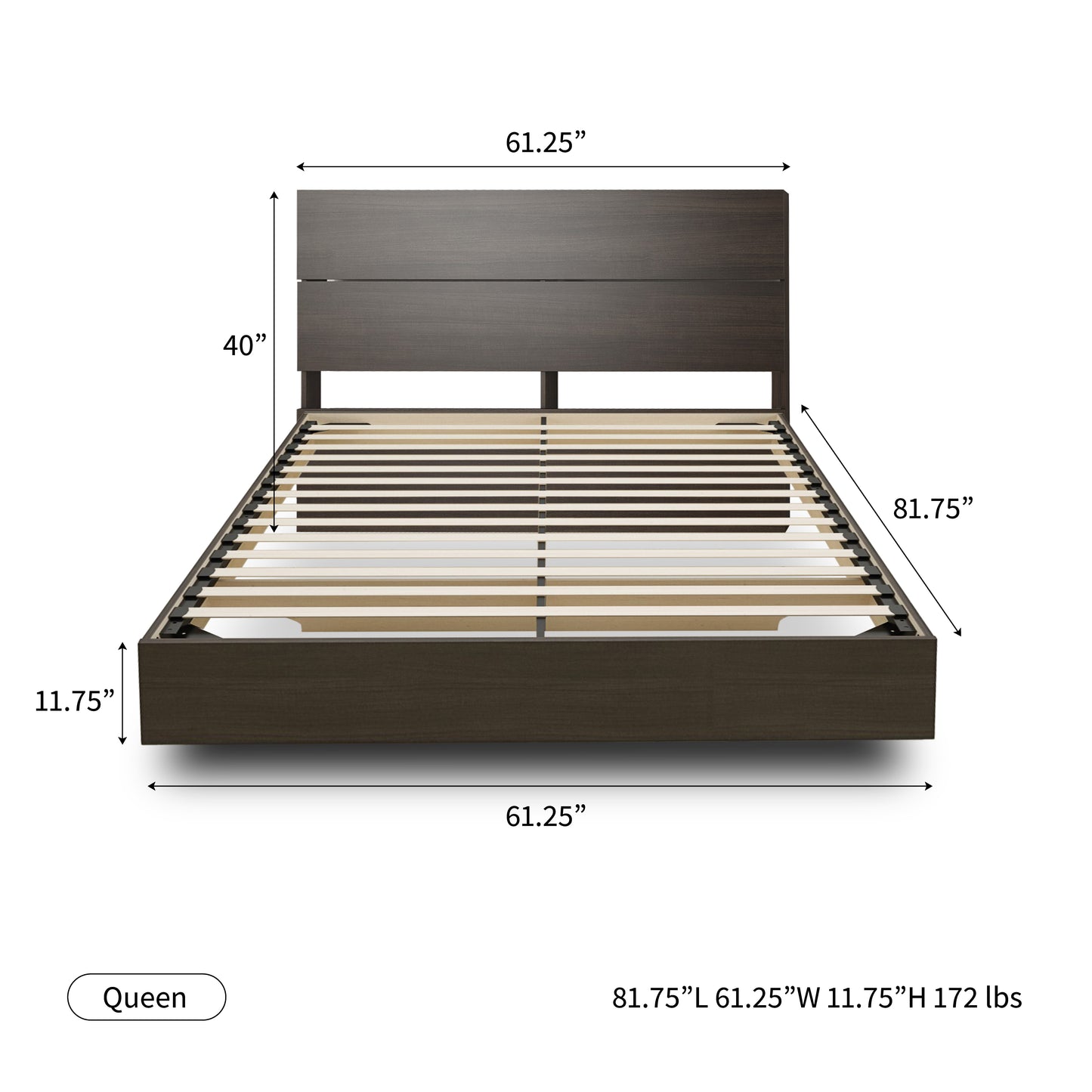 Floating Wood Bed with Headboard
