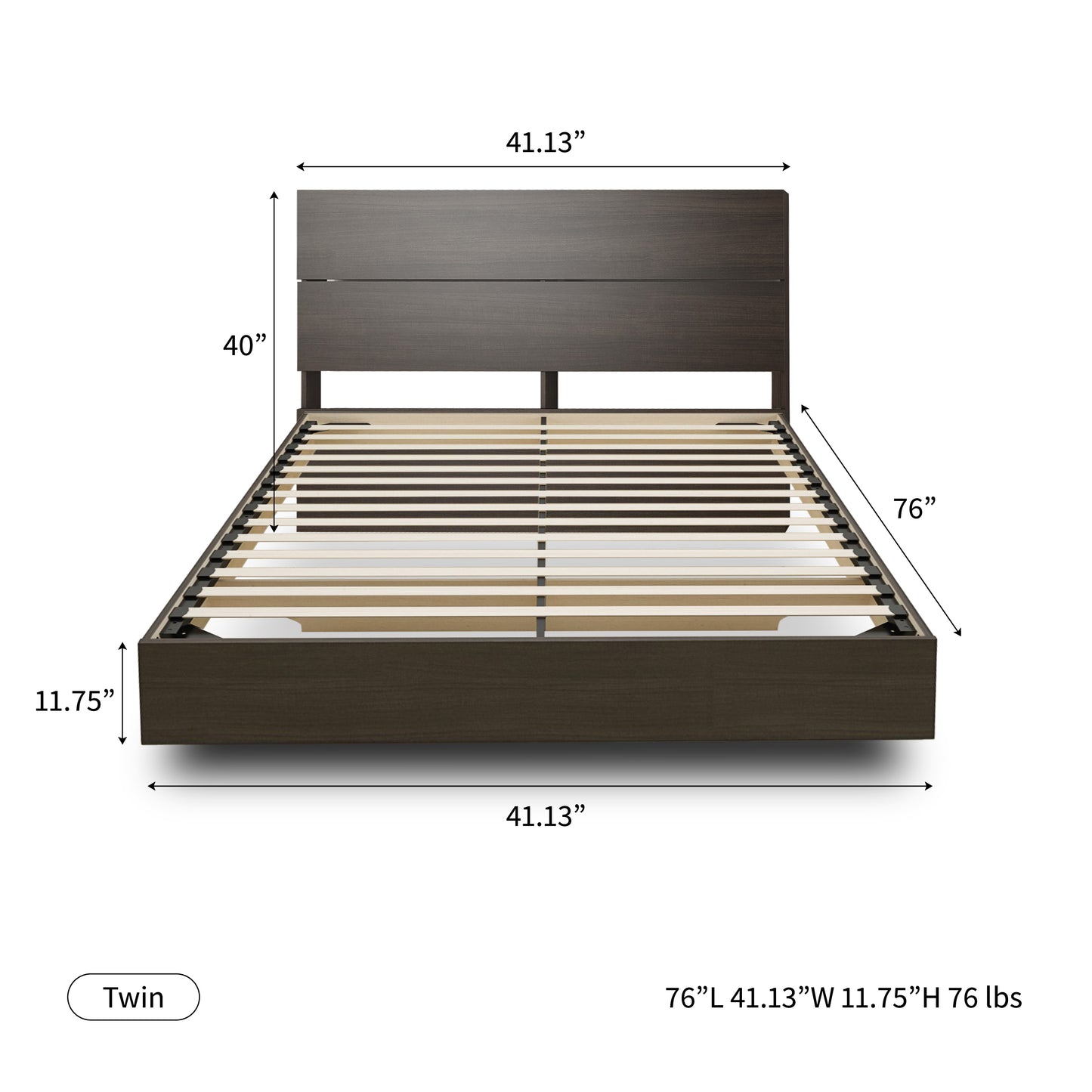 Floating Wood Bed with Headboard