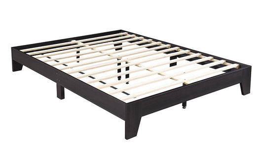 Hamuq Wooden Platform Bed Frame with Integrated Slat Support in Espresso, front view