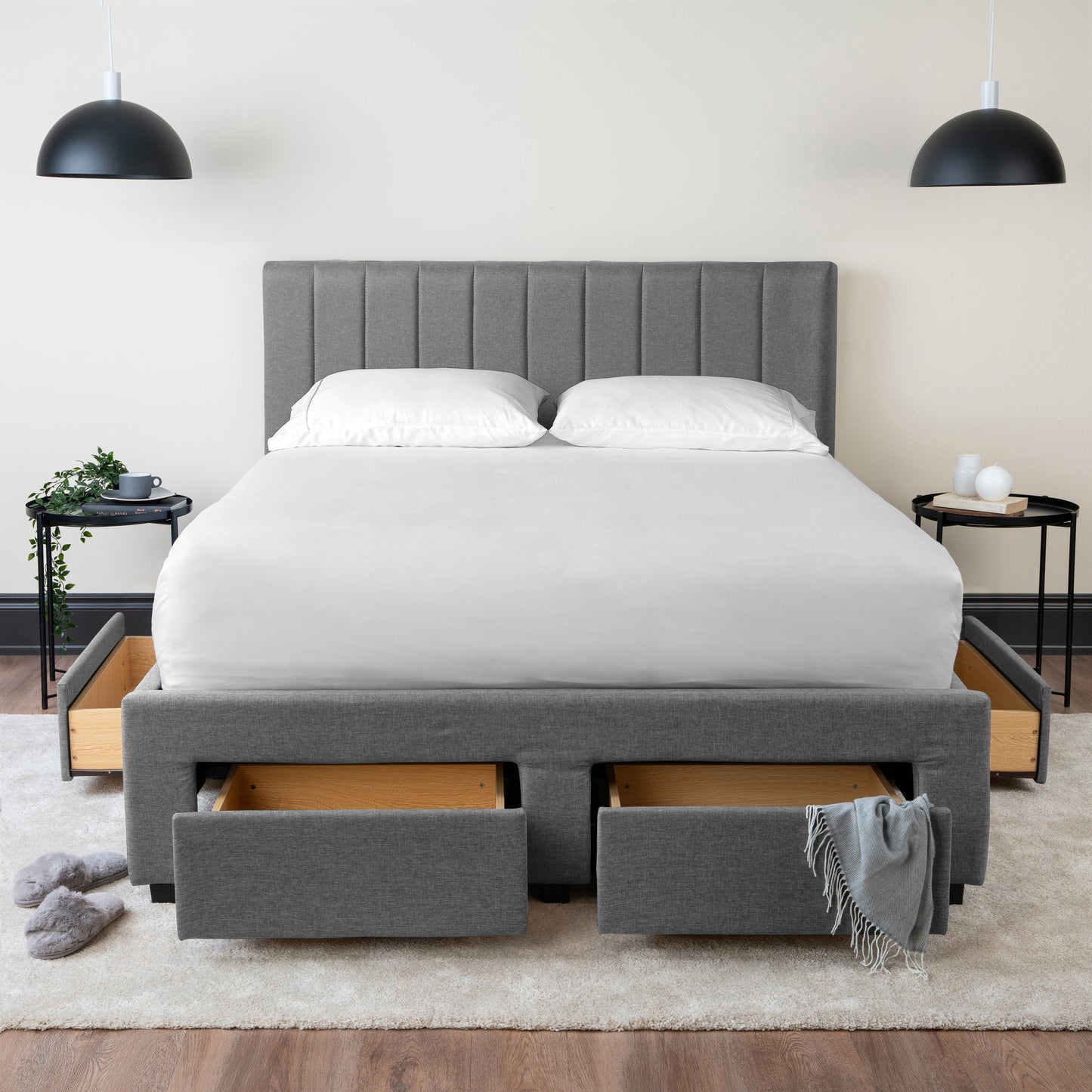 Upholstered Panel Storage Bed