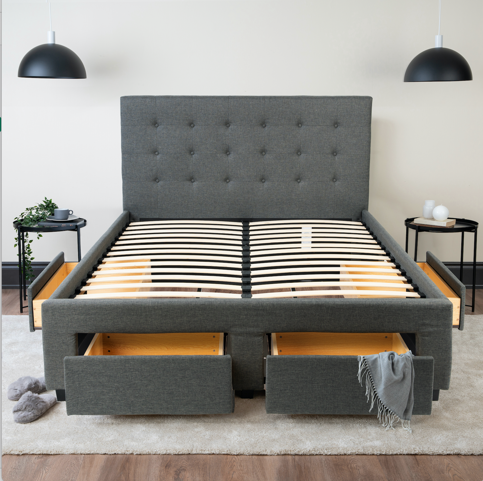 Divan bed top frame with storage