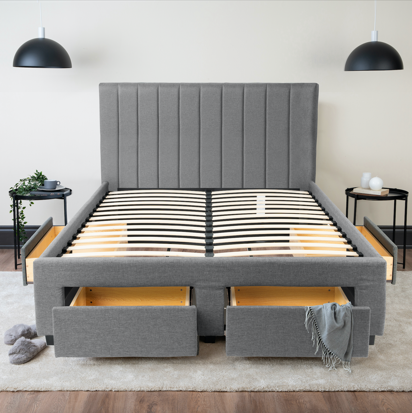 Upholstered Panel Storage Bed