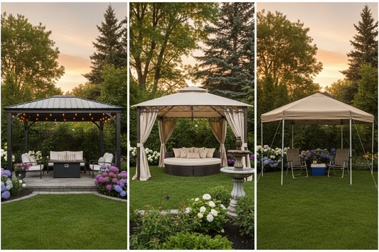 gazebo canada, hardtop gazebo, soft top gazebo, pop up gazebo, backyard gazebo, canadian backyard, gazebo buying guide, gazebo permits, snow load