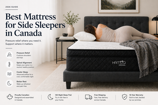 Hamuq mattress guide image for Best Mattress for Side Sleepers in Canada (2026): Pressure Relief Without Sacrifice