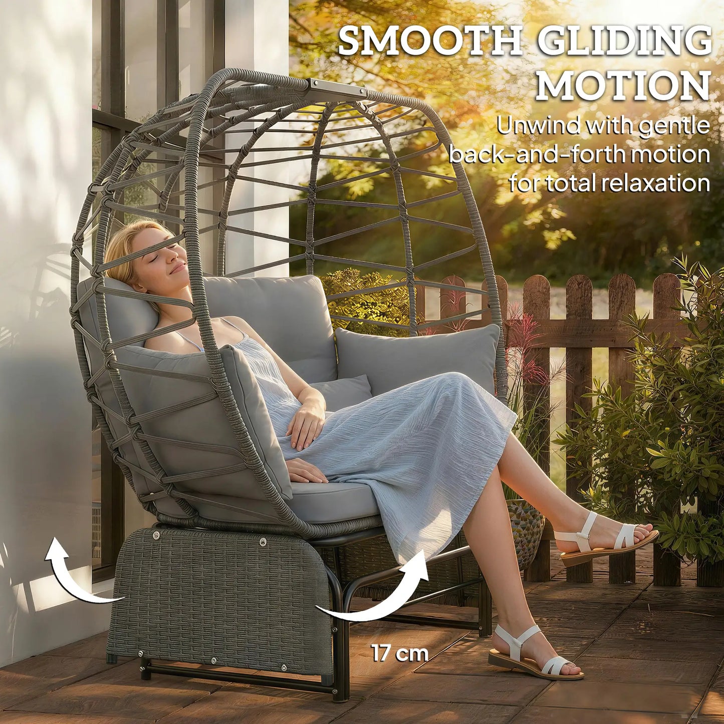 Double Egg Chair Outdoor Glider - Grey