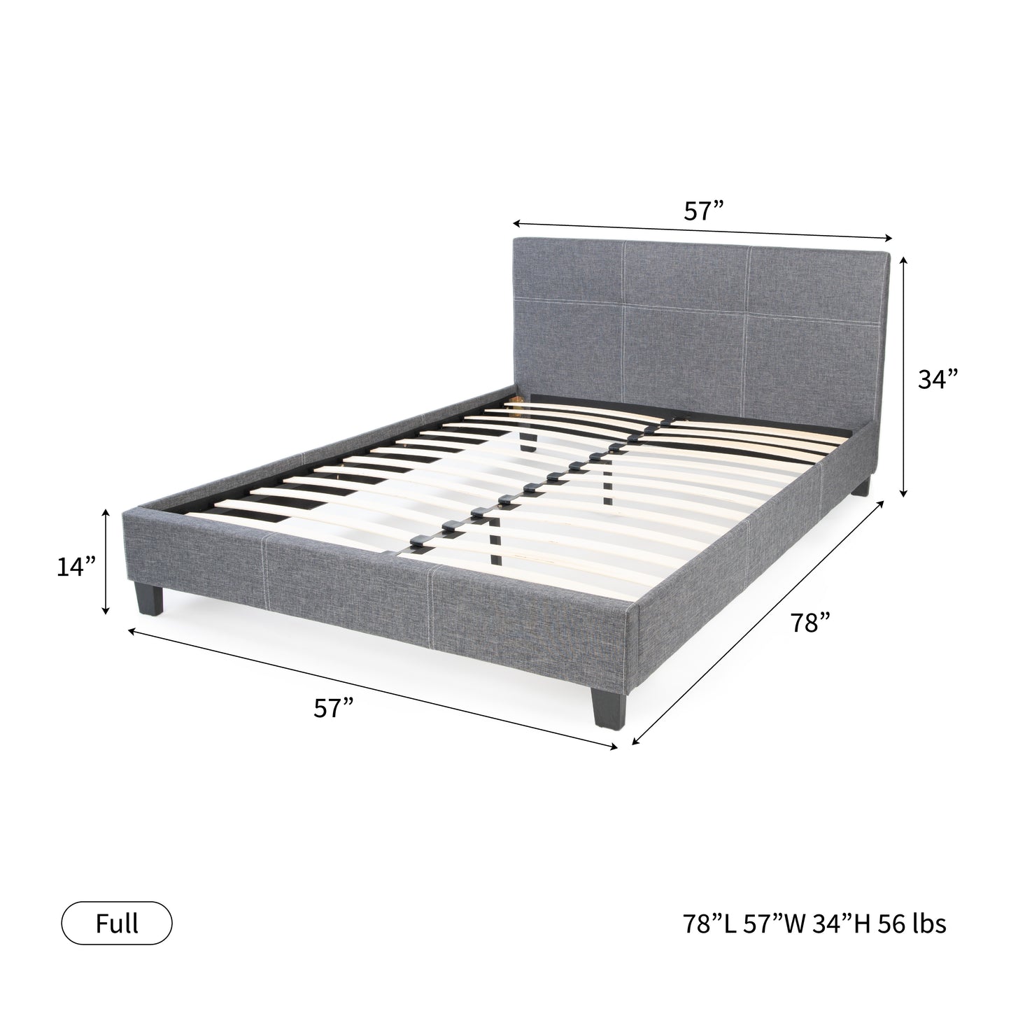 California Upholstered Bed Frame with Headboard