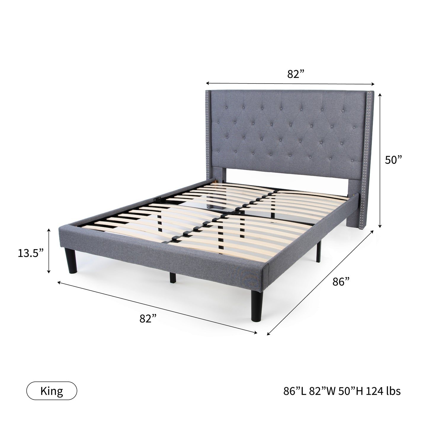 Delorious Upholstered Bed Frame with Headboard