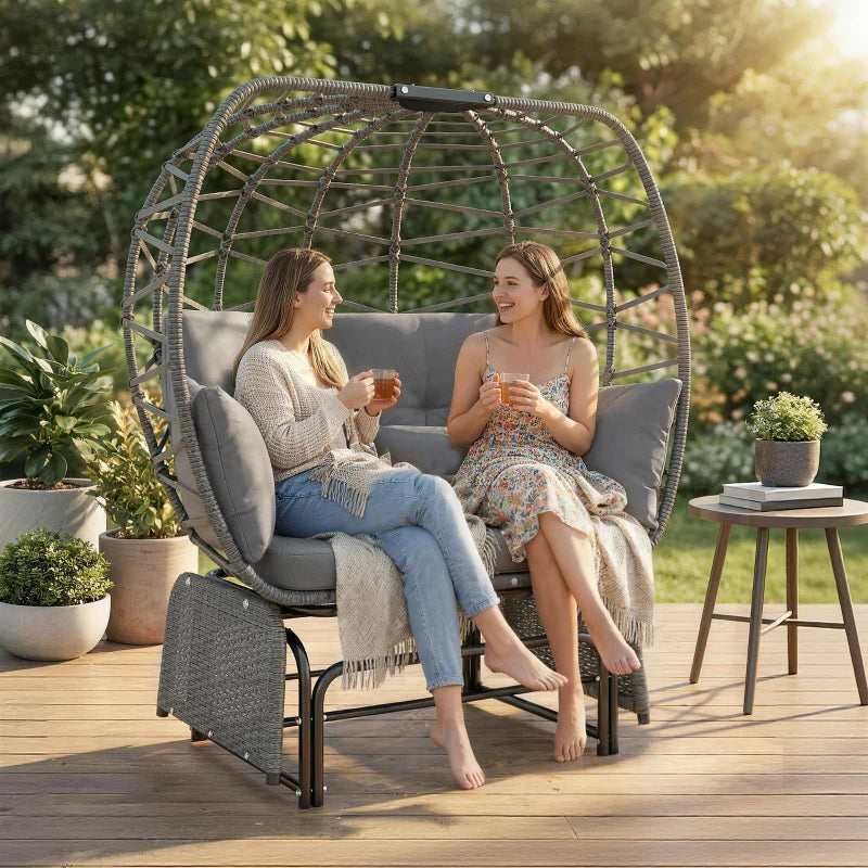 Double Egg Chair Outdoor Glider - Grey