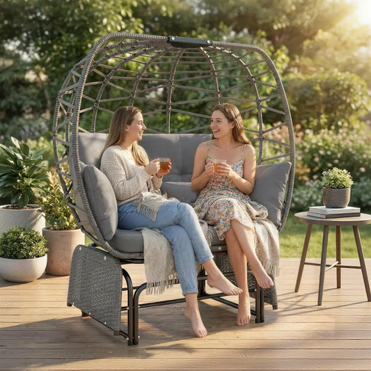 Double Egg Chair Outdoor Glider - Grey
