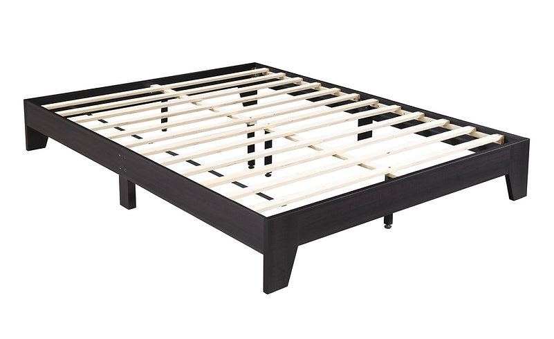 Hamuq Wooden Platform Bed Frame with Integrated Slat Support in Espresso, front view