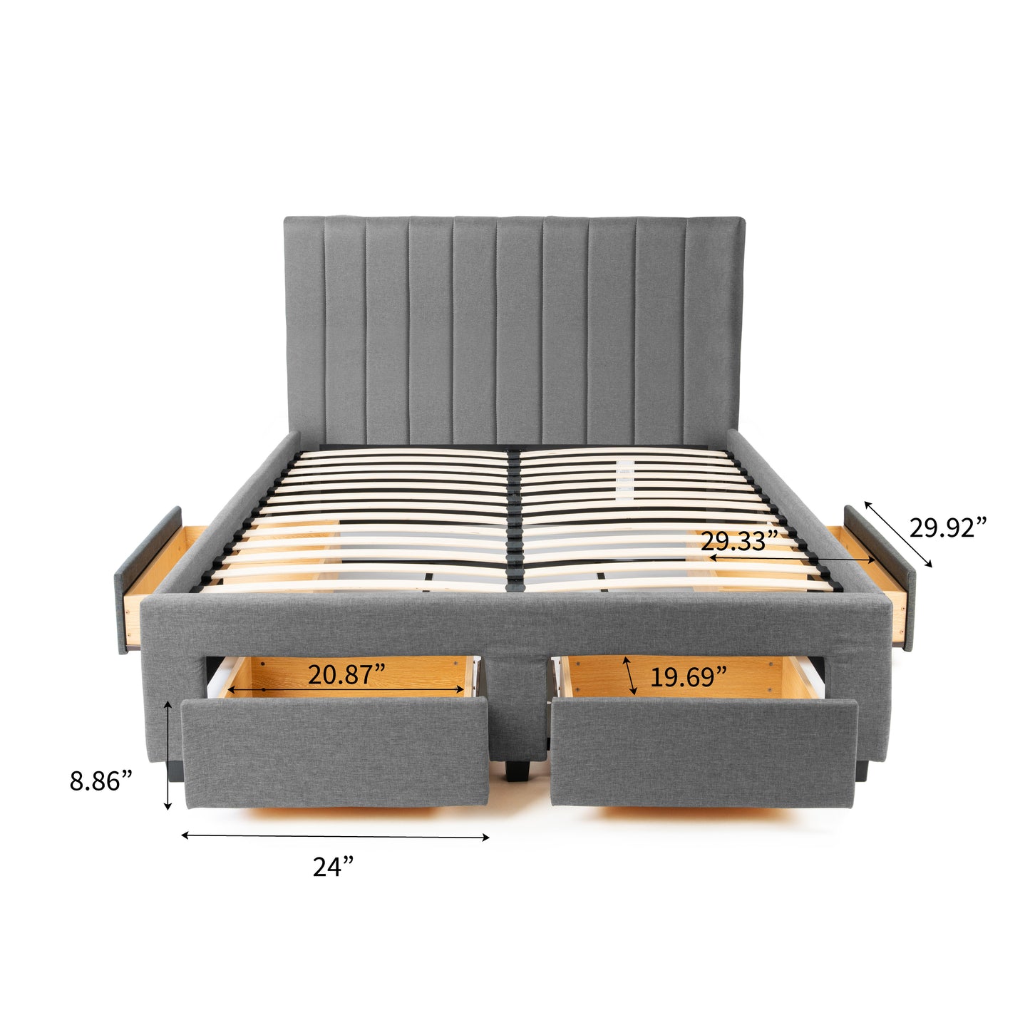 Upholstered Panel Storage Bed