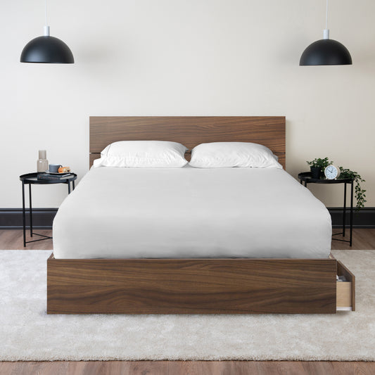Storage Wood Bed with Headboard