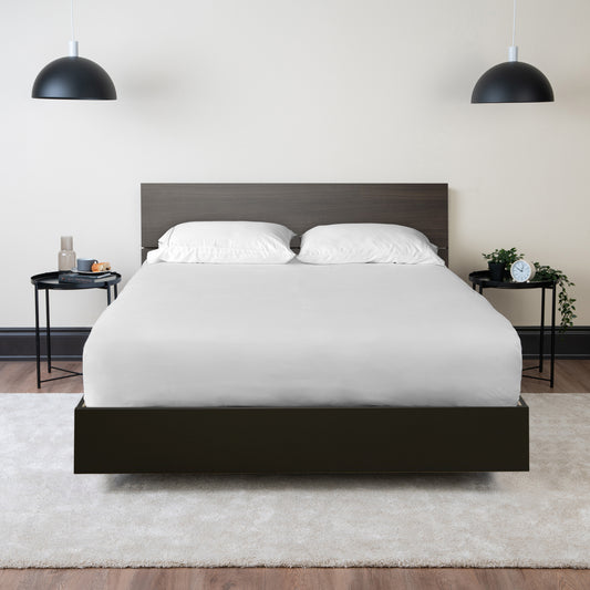 Floating Wood Bed with Headboard
