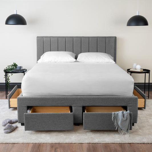 Upholstered Panel Storage Bed