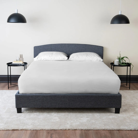 Curvaceous Upholstered Bed Frame with Headboard Hamuq