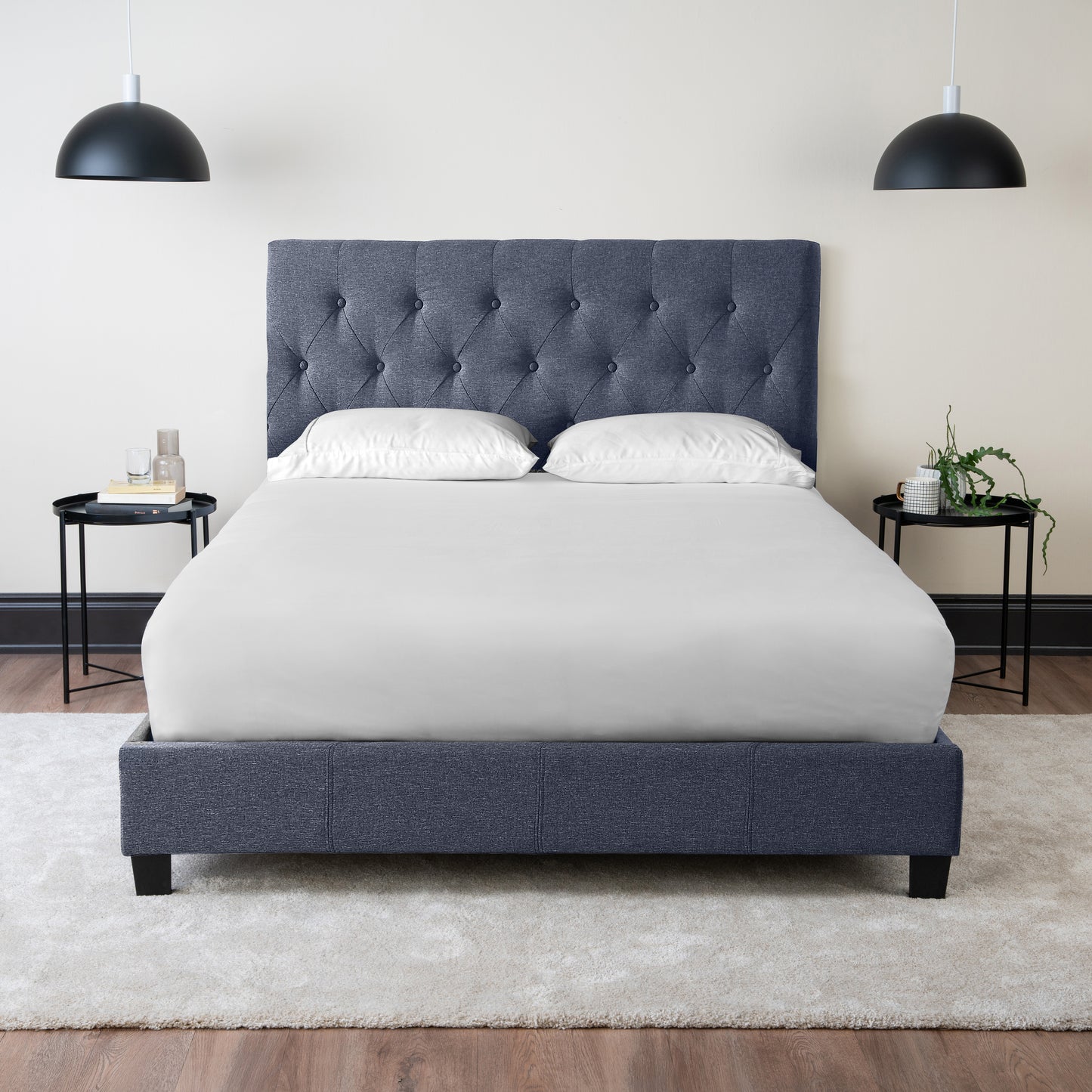 Diamond Upholstered Bed Frame with Headboard