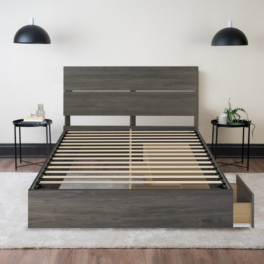 Storage Wood Bed with Headboard