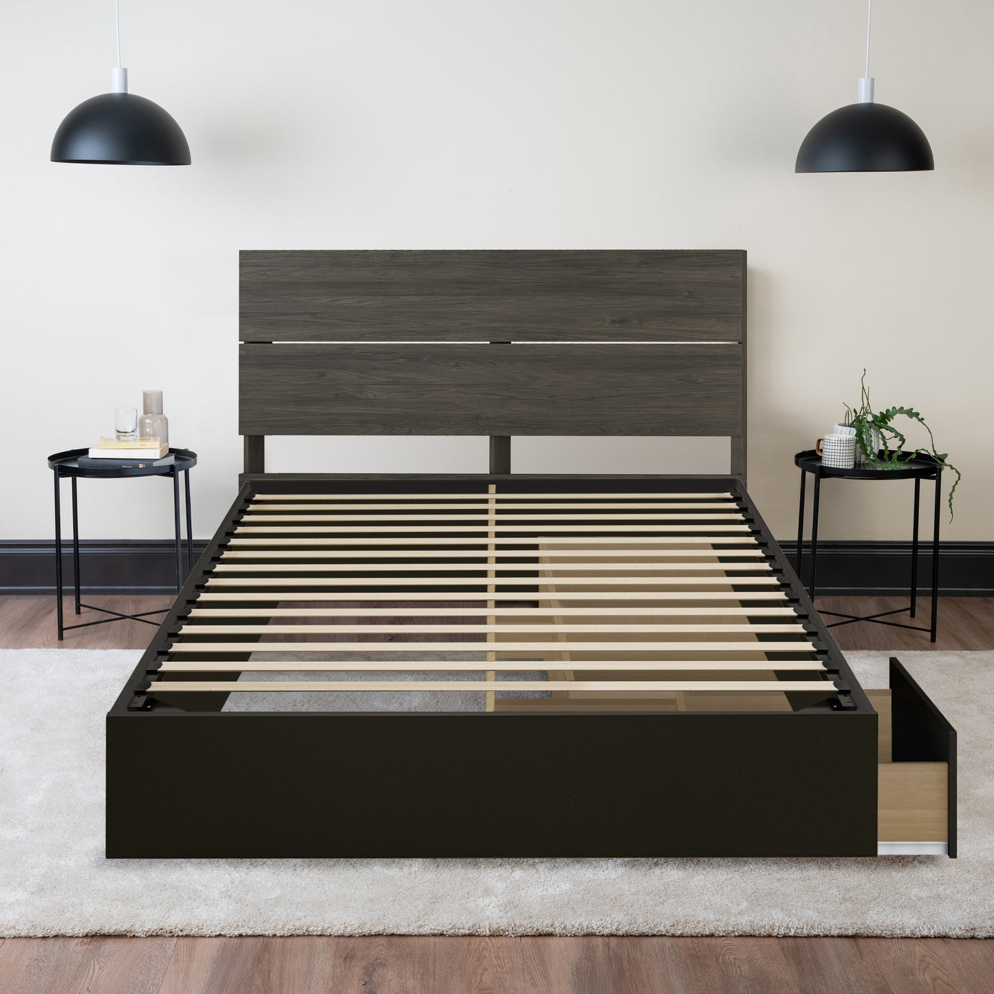 Storage Wood Bed with Headboard