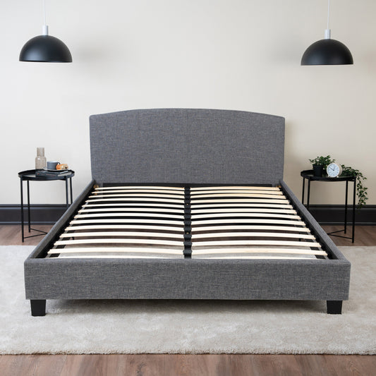 Curvaceous Upholstered Bed Frame with Headboard
