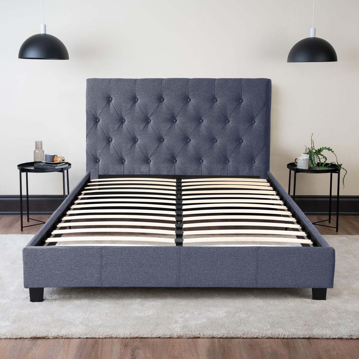 Diamond Upholstered Bed Frame with Headboard