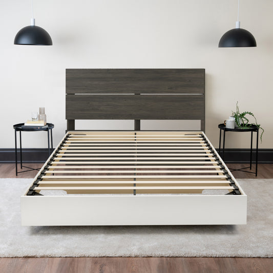 Floating Wood Bed with Headboard