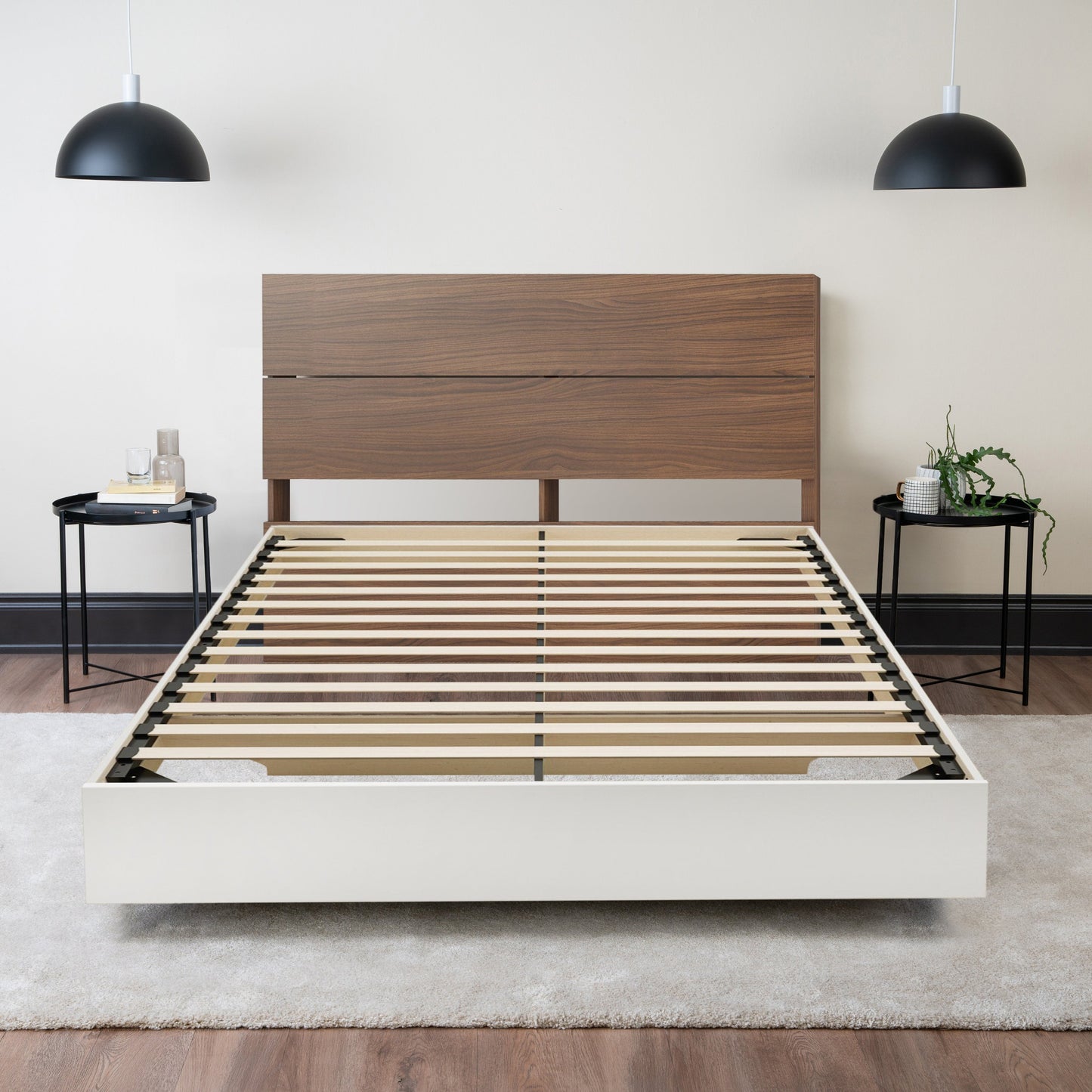 Floating Wood Bed with Headboard